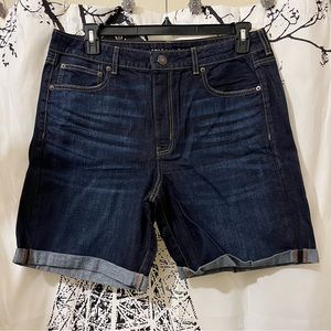 American Eagle Tomgirl Bermuda Jean Shorts Cotton High Rise Dark Wash Denim 12